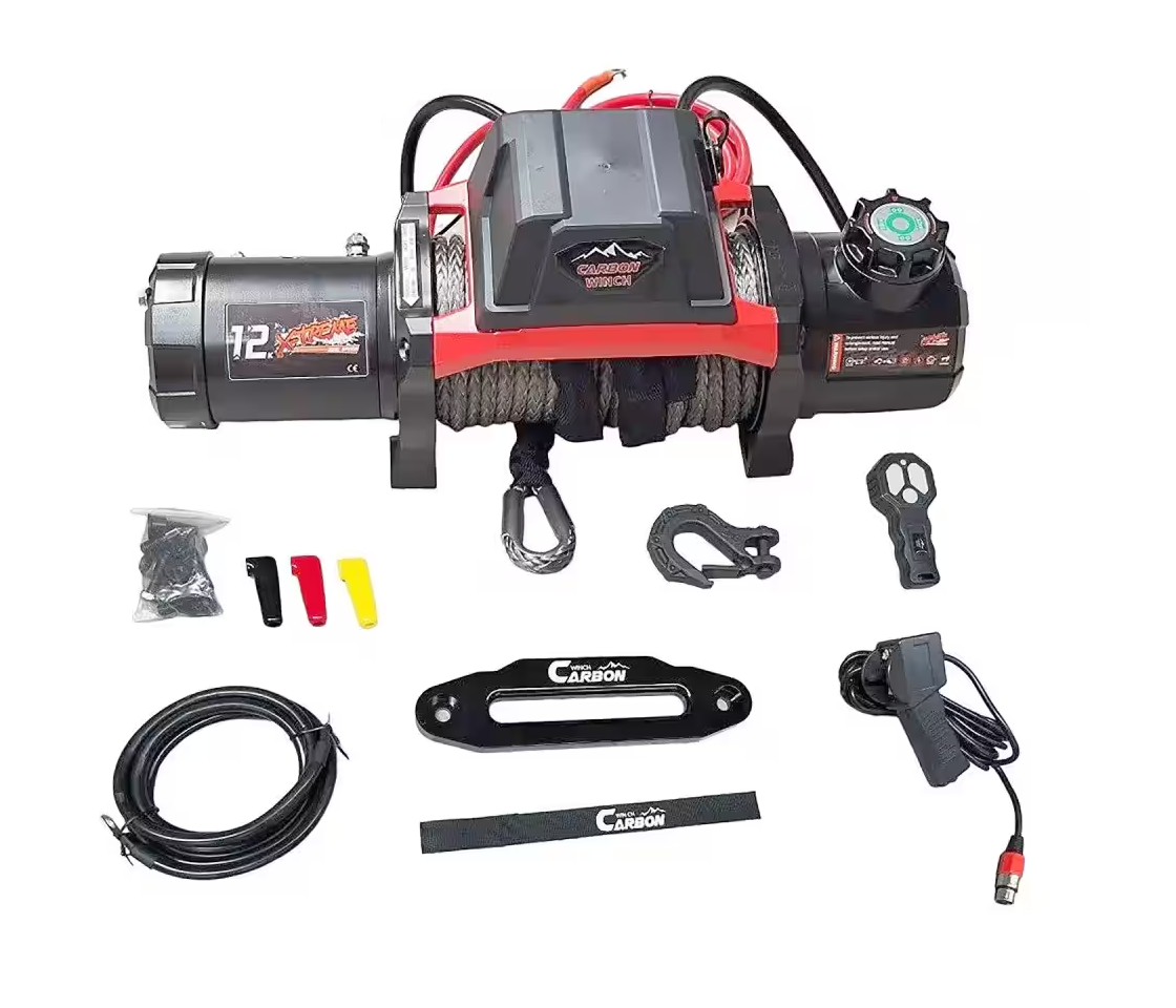 GUINCHO ELÉTRICO 4X4 CARBON WINCH 12000LB / 5448KG 12V CABO SINTÉTICO DUAL EXTREME