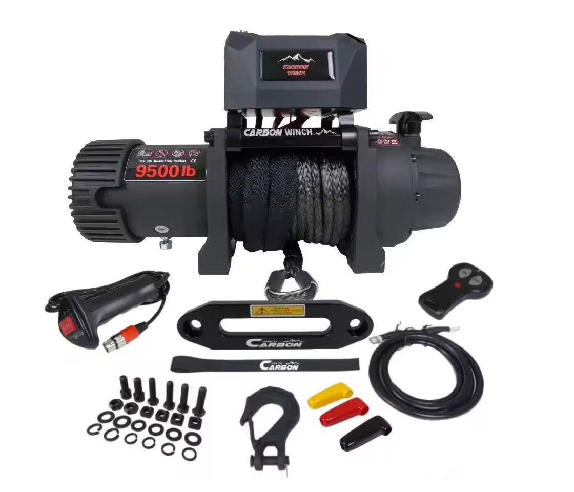 GUINCHO ELÉTRICO 4X4 CARBON WINCH 9500LB / 4309KG 12V CABO SINTÉTICO 