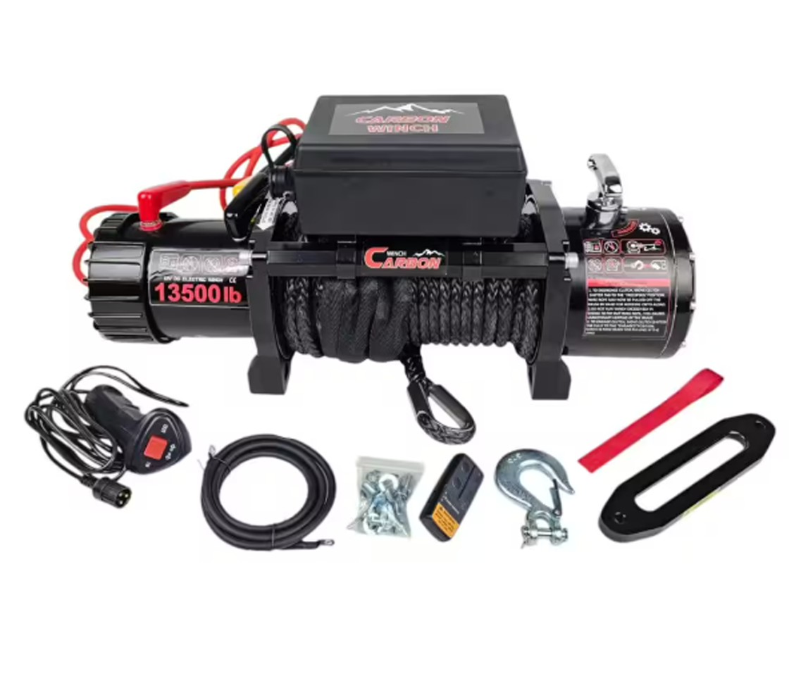 GUINCHO ELÉTRICO 4X4 CARBON WINCH 13500LB / 6126KG 12V CABO SINTÉTICO ECO