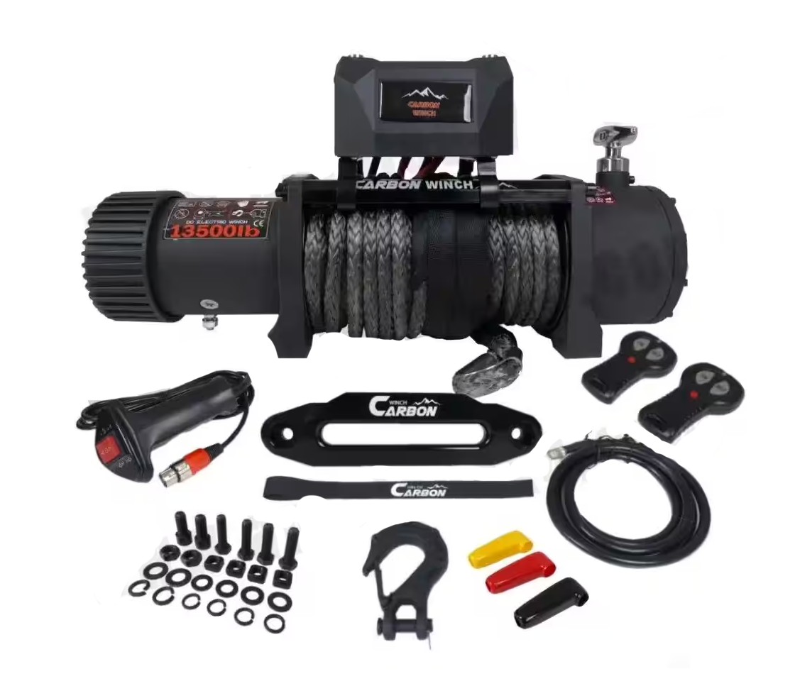 GUINCHO ELÉTRICO 4X4 CARBON WINCH 13500LB / 6126KG 24V CABO SINTÉTICO LBS