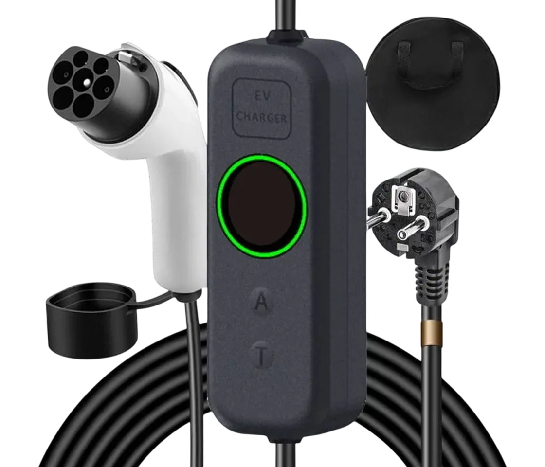 CARREGADOR PARA CARROS ELÉTRICOS 16A / 3.5KW / FICHA SCHUKO / CABO 5M TIPO 2