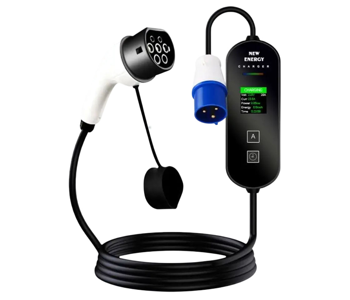 CARREGADOR PARA CARROS ELÉTRICOS 32A / 7KW / FICHA 3 PINOS / CABO 5M TIPO 2