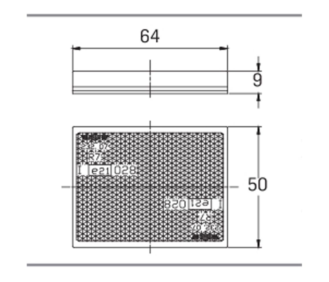 REFLECTOR VEMELHO RECTANGULAR 64X50MM