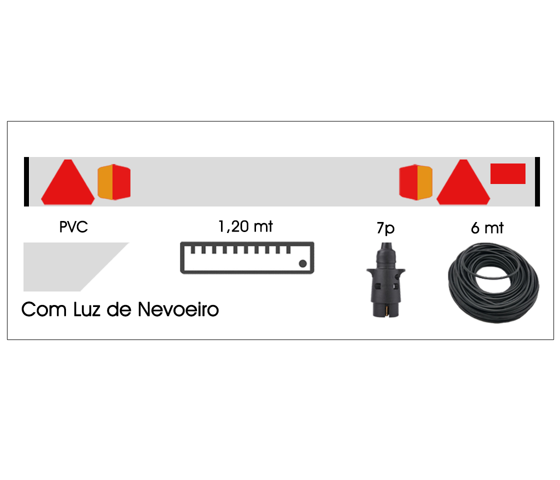PLACA REBOQUE COM FAROIS e CABO 110x14CM  0440005