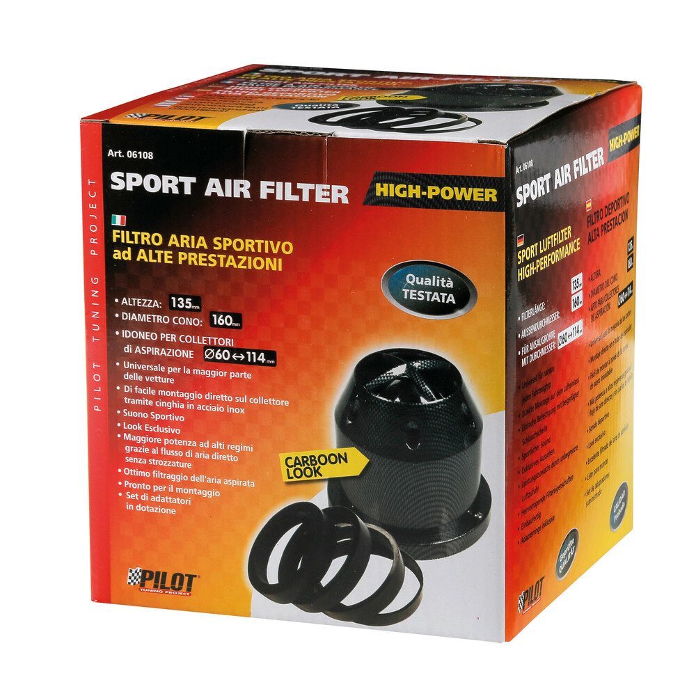 FILTRO AR UNIVERSAL CARBONO 60>114MM 06108 LAMPA
