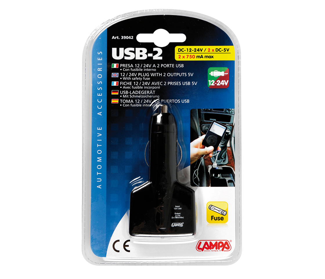 CONVERSOR ISQUEIRO 2 USB 12/24V 39042 LAMPA