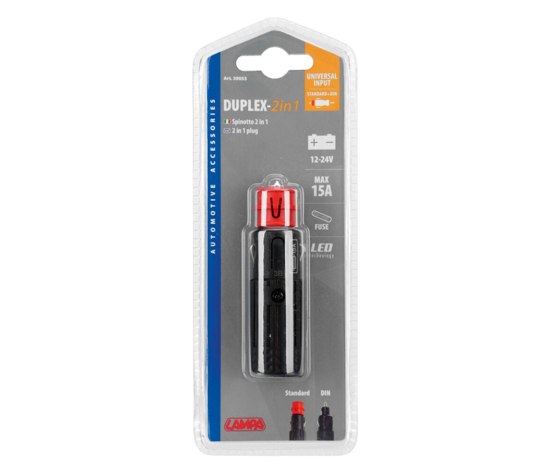FICHA DE ISQUEIRO / MACHO / 12V | 24V 15A LAMPA 39051