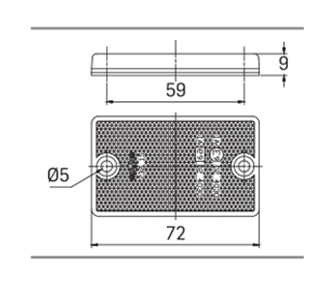 REFLECTOR AMBAR RECTANGULAR 72X43MM