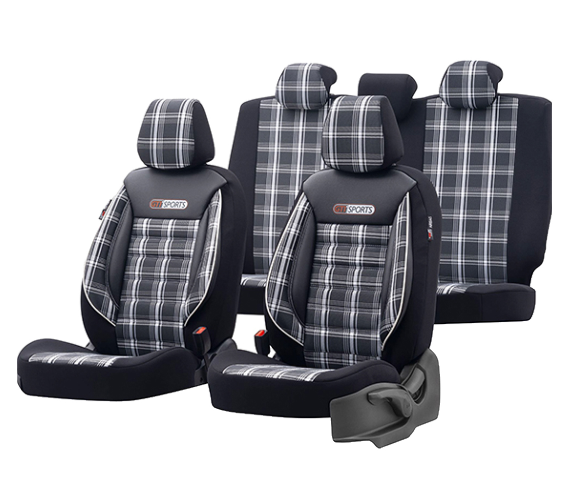 CAPAS DE BANCO PARA CARROS 5 LUGARES PRETAS / BRANCO GTI SPORT