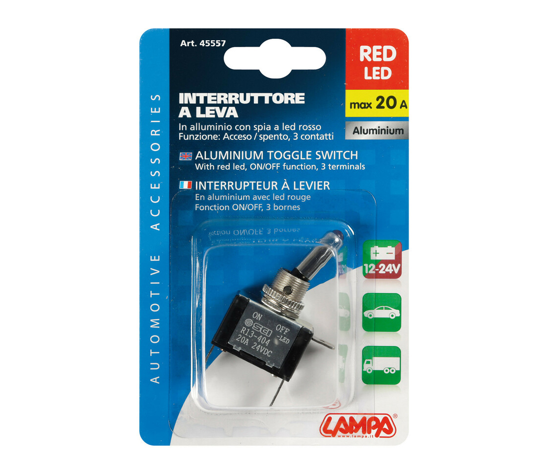 INTERRUPTOR TIPO SWITCH LED VERM.12V 20A 45557 LAMPA