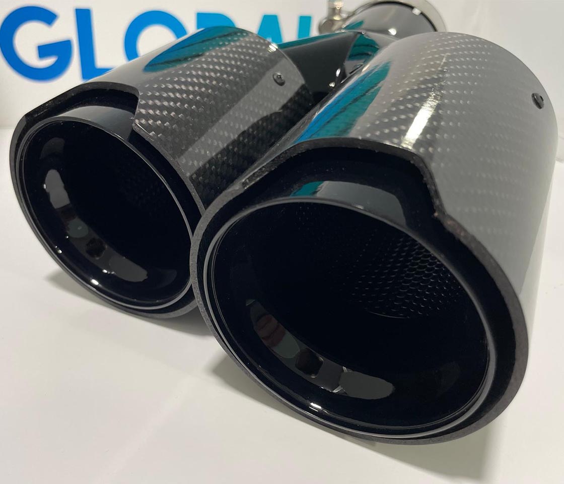 PONTEIRA ESCAPE CARBONO REDONDA DUPLA PRETA 