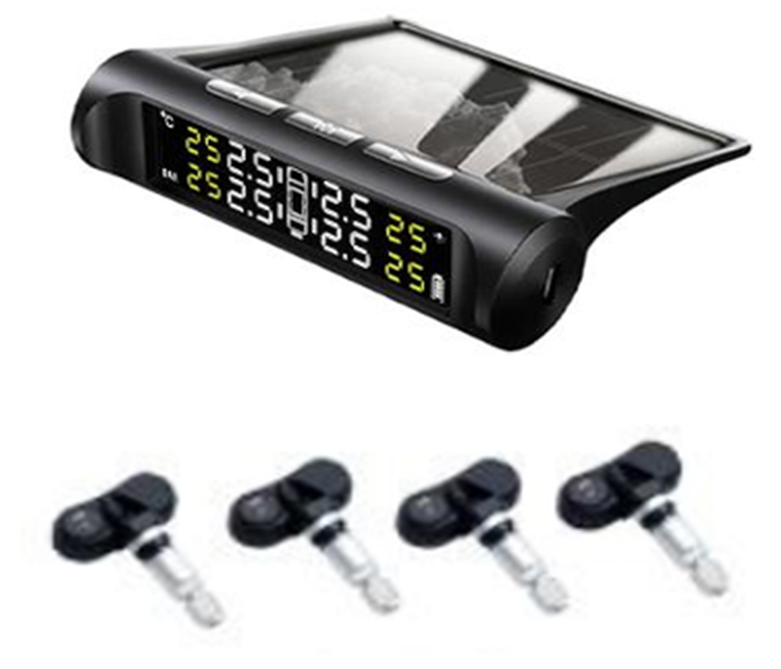 KIT VÁLVULAS TPMS PRESSÃO PNEUS UNIVERSAIS INTERIORES COM MOSTRADOR