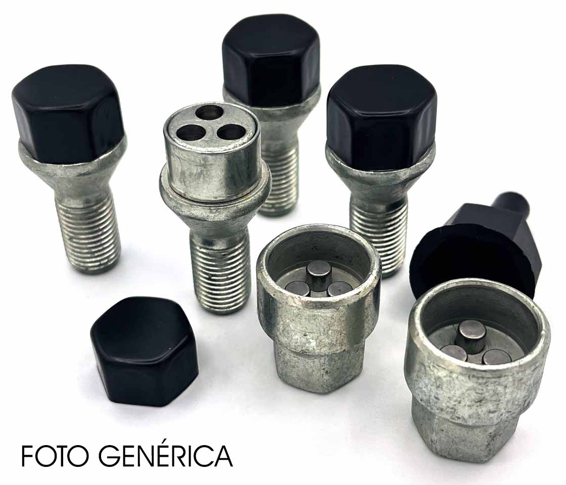 PERNOS SEGURANÇA / ANTI-ROUBO 12x1,5 L26 CH17 CÓNICOS [ I ] TAMPA PRETA STIL-BULL
