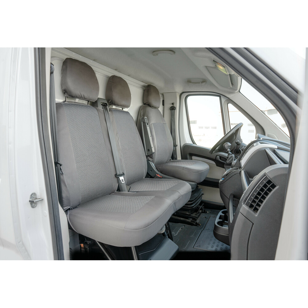 CAPAS DE BANCO PARA COMERCIAIS 3 LUGARES CINZA CUSTOM FIT - CITROEN, FIAT, MERCEDES, PEUGEOT 