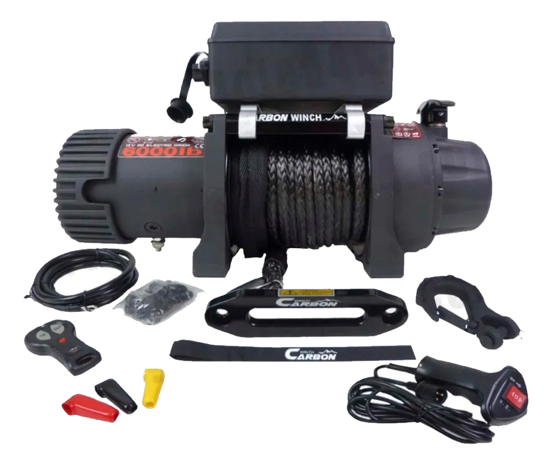 GUINCHO CARBON WINCH 6000LB / 2724KG 12V CABO SINTÉTICO