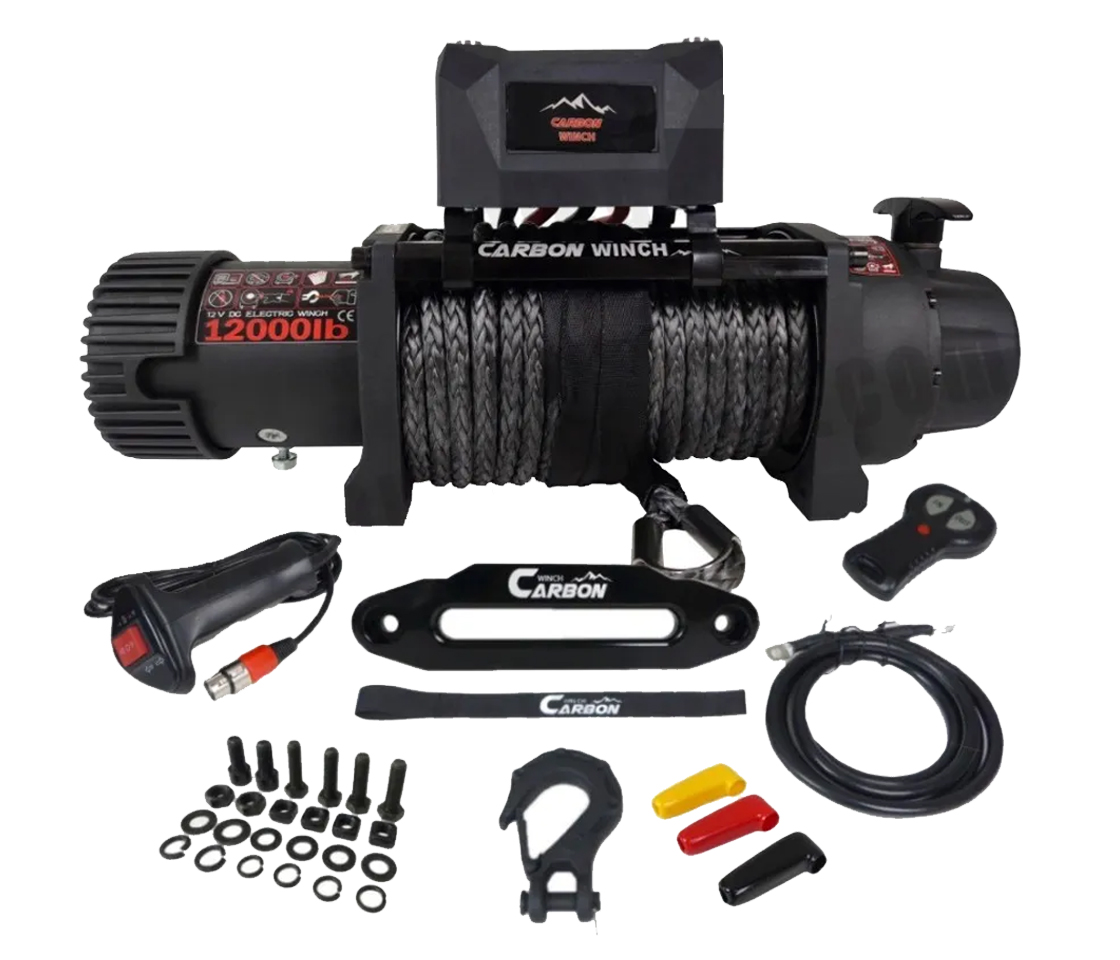 GUINCHO CARBON WINCH 12000LB / 5448KG 12V CABO SINTÉTICO