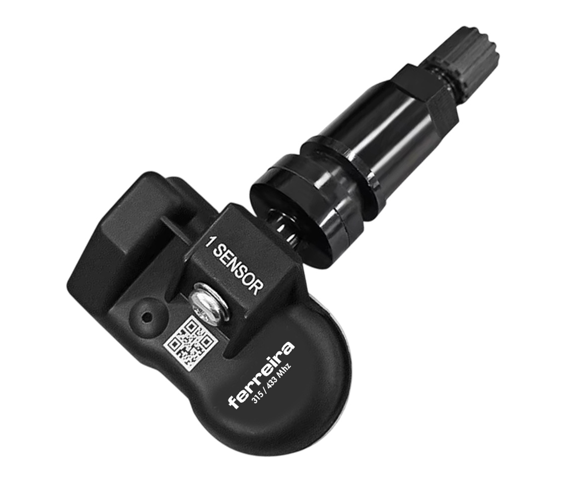  VÁLVULA / SENSOR TPMS FERREIRA PRO-F PROGRAMÁVEL METALICO COR PRETA 315/433MHZ ROSCA