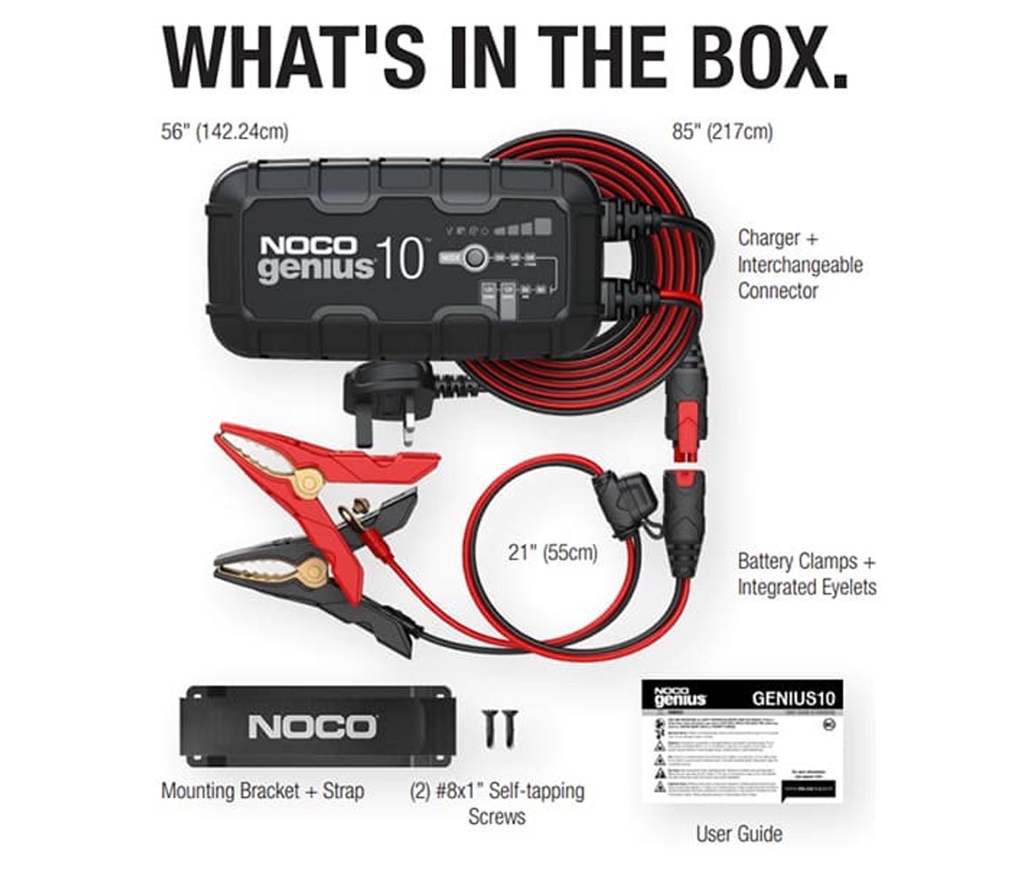 CARREGADOR INTELIGENTE BATERIAS 6 e 12V NOCO 10A GENIUS 10