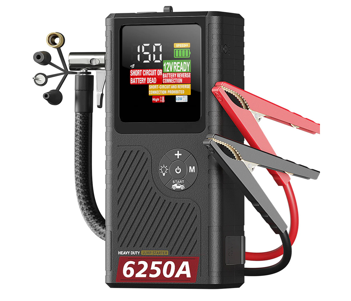 BOOSTER / JUMPSTARTER de ARRANQUE 2700A 12V JFEGWO CS02-PLUS 6250 COM COMPRESSOR DE AR