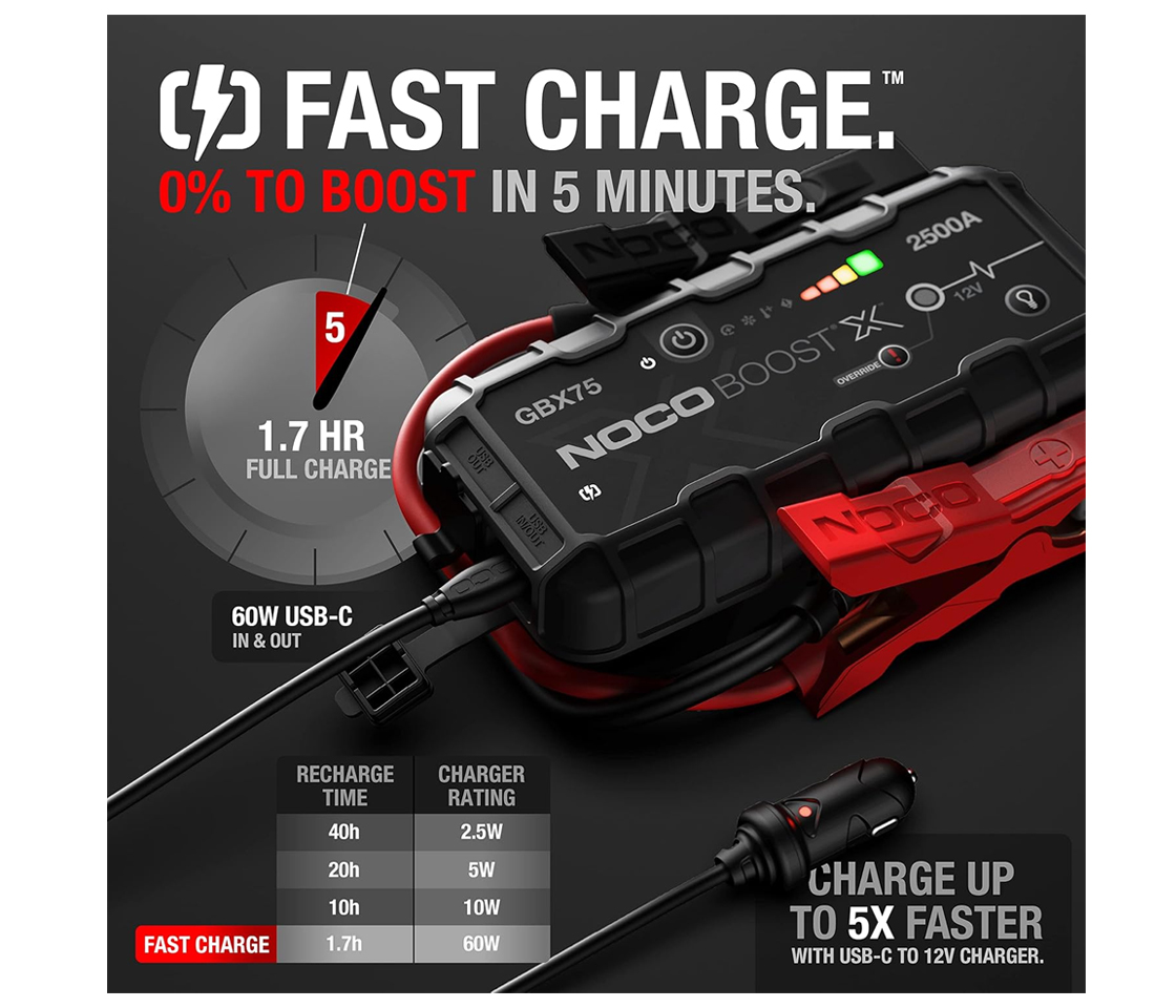 BOOSTER / JUMPSTARTER de ARRANQUE 2500A 12V NOCO BOOST X GBX75
