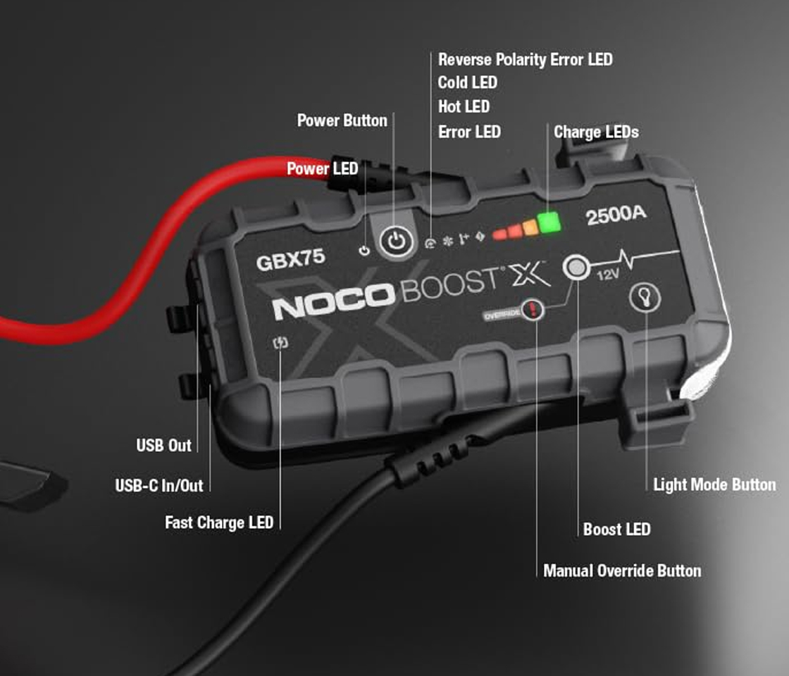 BOOSTER / JUMPSTARTER de ARRANQUE 2500A 12V NOCO BOOST X GBX75