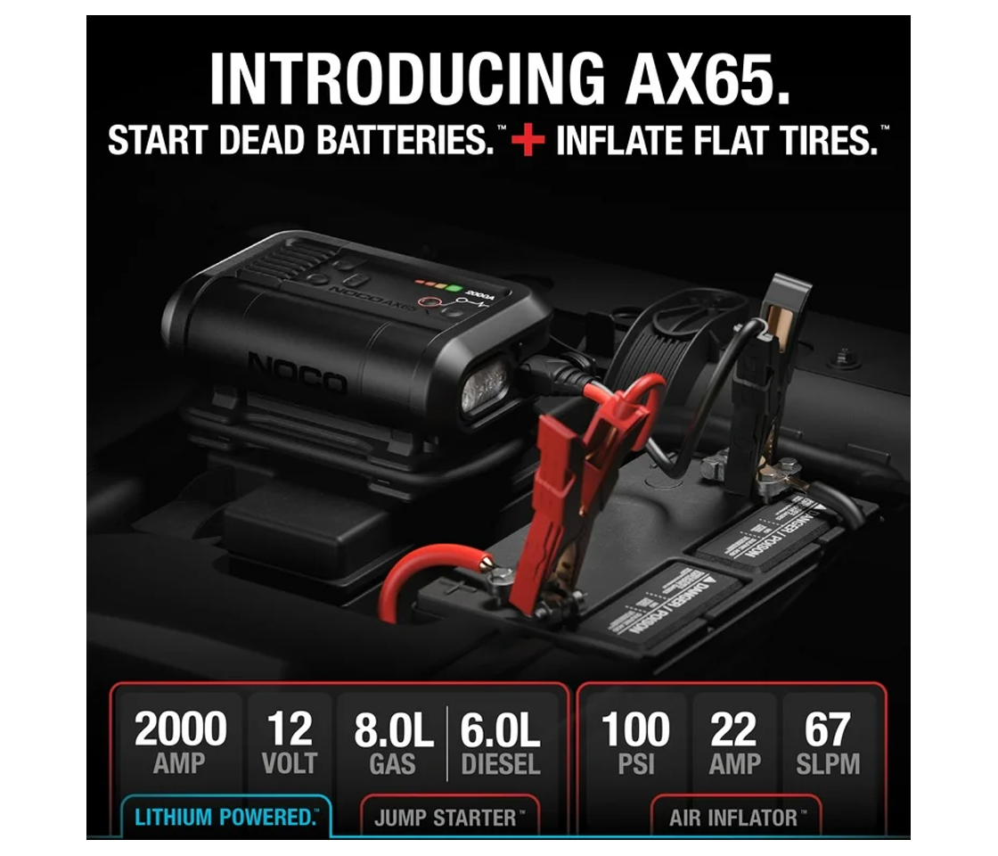 BOOSTER / JUMPSTARTER de ARRANQUE + COMPRESSOR 2000A+ 22A NOCO AX65