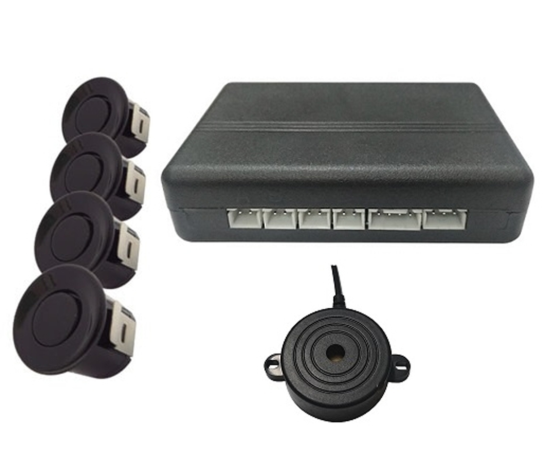 KIT 4 SENSORES ESTACIONAMENTO - SEM DISPLAY - PRETO FURO 22MM