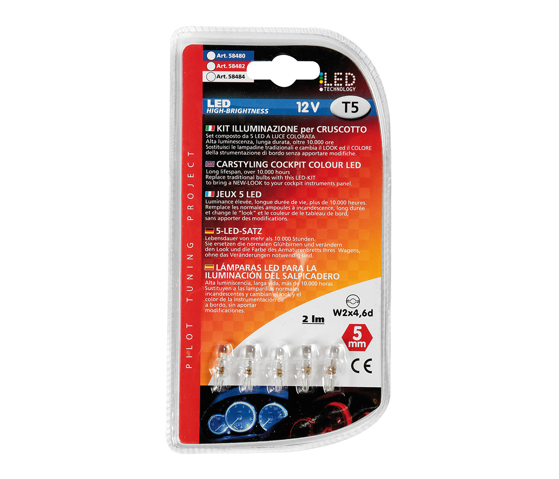 LAMPADA T5 W2X4,6D AZUL 12V LAMPA