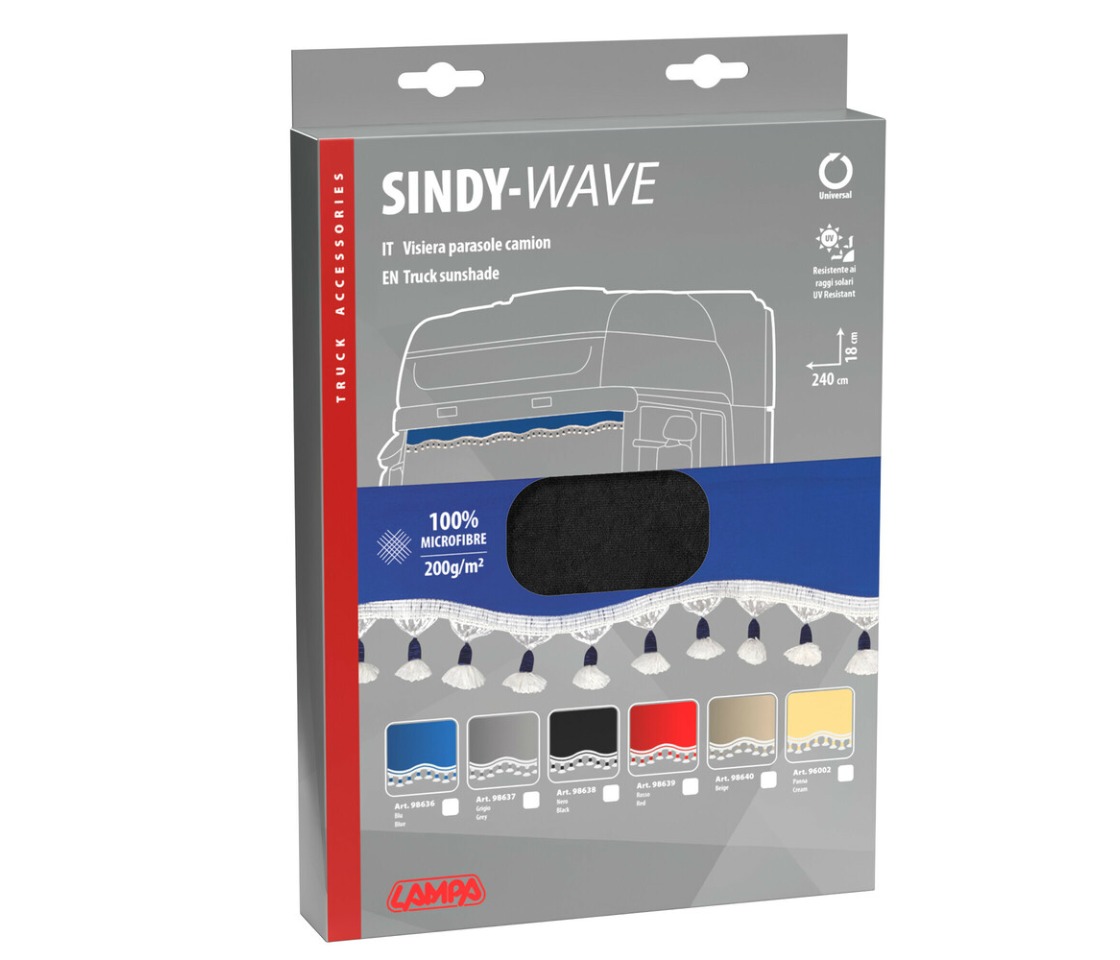 CORTINA FRONTAL PARA CAMIÃO EM MICROFIBRA SINDY PRETA LAMPA 98638